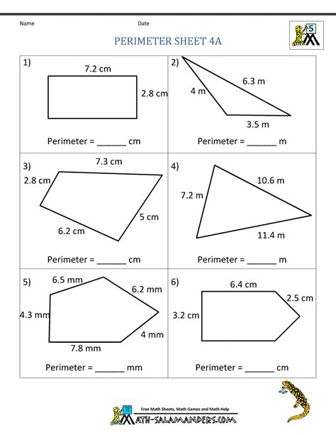 perimeter of figures worksheet